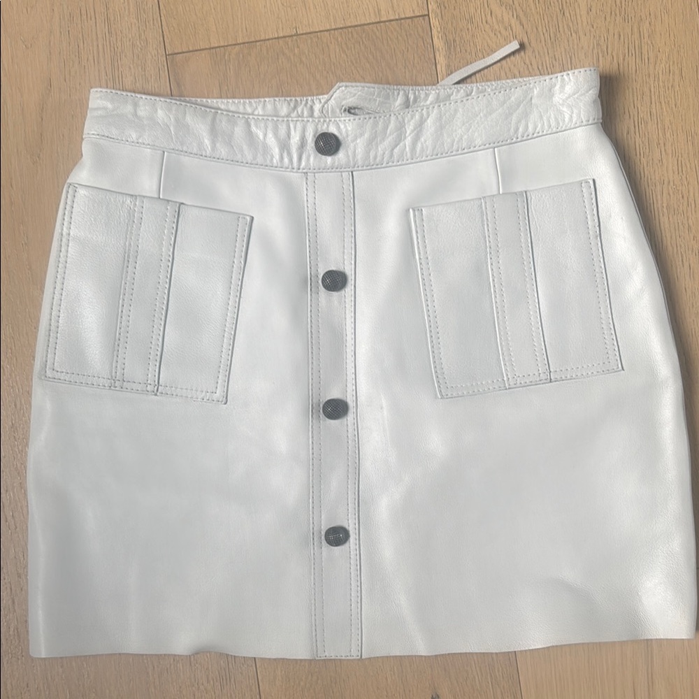 Aje White Leather Button-Front Skirt - perfect condition - size US6